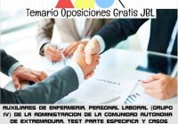 temario oposicion AUXILIARES DE ENFERMERIA. PERSONAL LABORAL (GRUPO IV) DE LA ADMINISTRACION DE LA COMUNIDAD AUTONOMA DE EXTREMADURA. TEST PARTE ESPECIFICA Y CASOS PRACTICOS