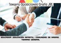 temario oposicion EDUCADOR (EDUCACIÓN INFANTIL). COMUNIDAD DE MADRID. TEMARIO GENERAL